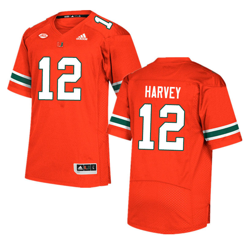 Adidas Miami Hurricanes #12 Jahfari Harvey College Football Jerseys Sale-Orange